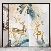 Kitchen sliding door glass sticker translucent opaque sun protection European elk window decoration electrostatic custom film