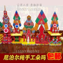 Three roots of the deity of the empty line Doma Dorma flower food wood painting eight for the collection of wealth