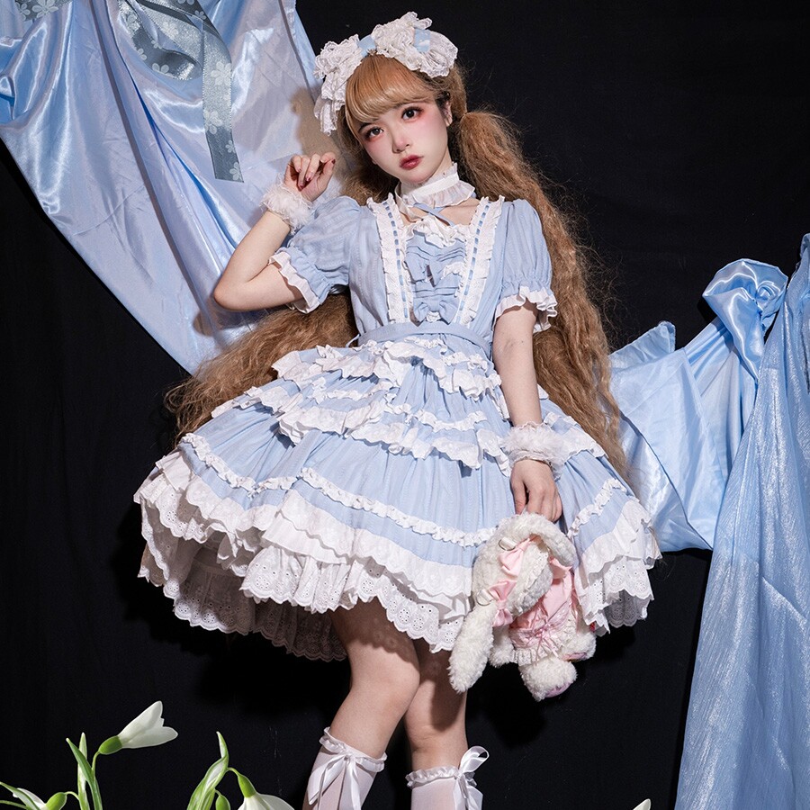 (Sea Salt Teenage Op) with puji original design petal heavy sweet system of medieval doll sense lo skirt summer