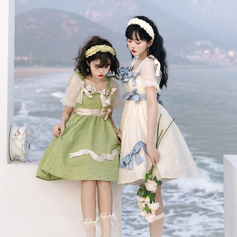 (tea pill jsk) WP Original design silk feeling floating with bicoloured creatine fabric sweet lolita summer