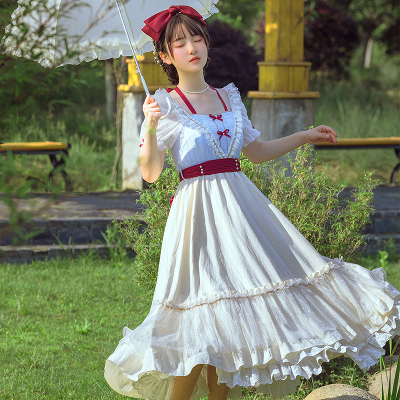 (Moonlight Ball op) withpuji original design Two wearing straight shoulder mesh yarn nail beads elegant lo skirt summer