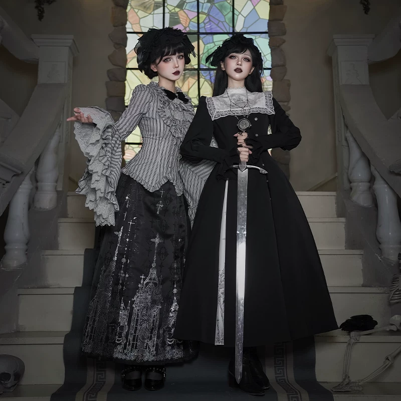 Письмо и поэзия · Wu Ye Ciao | WP оригинальное подбренд Gothic Chinese and Western Eclectic Autumn and Winter OP Грудь Грудь Лошадиное лицо Юбка