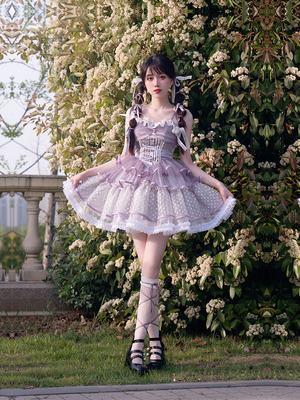 taobao agent [Star Rail JSK] Withpuji original design CLA satin star yarn multi -layer skirt ballet lolita