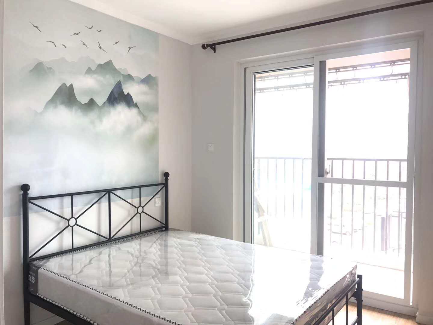 Modern minimalist princess iron bed 1 2 meters single bed 1 5 meters 1 8 meters double iron bed economic household net red