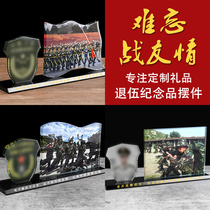 Veterans Souvenirs Photos Customized Send Comrades Brothers Lettering Crystal Photo Frame Retired Veterans Practical Gifts