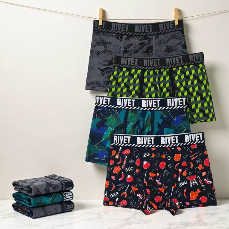 Men's High-Elastic Boxer Briefs, Spring Pure Cotton, Comfortable, Simple, Breathable, Sports Boxer Briefs, Various Prints