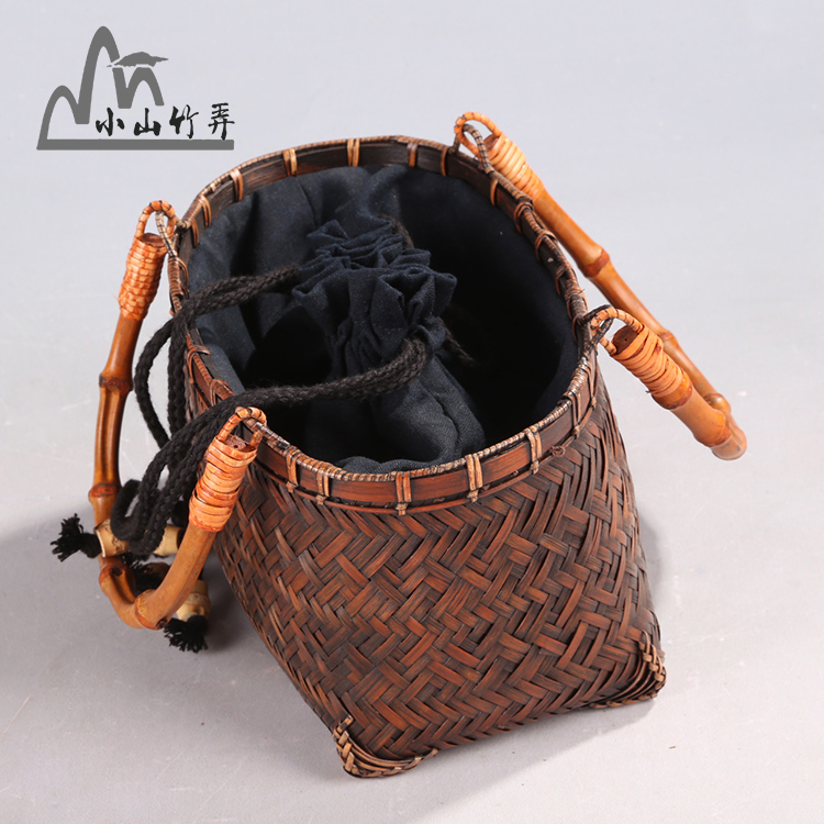 Excellent retro elegant lady handbag tea ceremony bamboo bag bag Japanese - style bamboo exposure bamboo bag