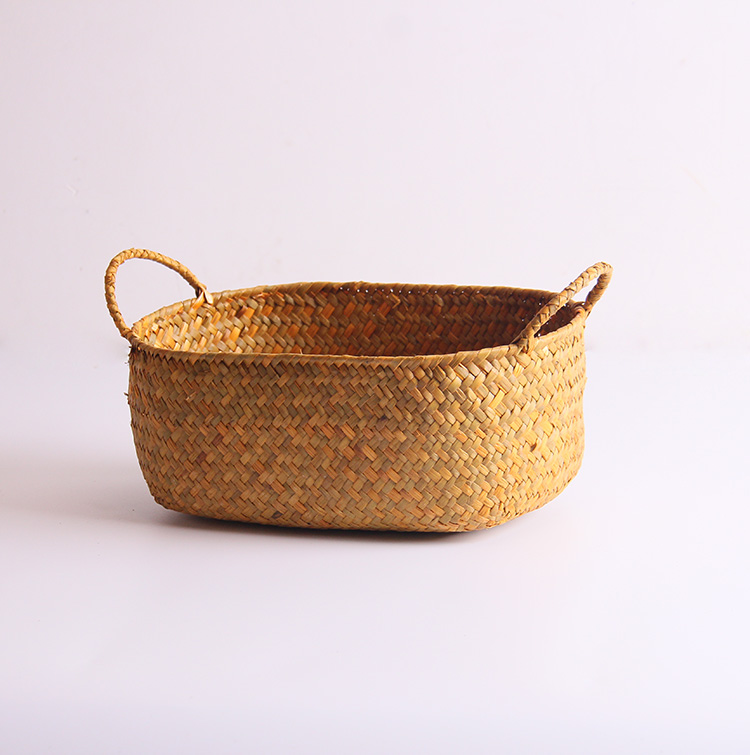 Natural environmental protection creative seagrass weaving storage box finishing box storage basket storage basket tea ceremony placement with covered storage box