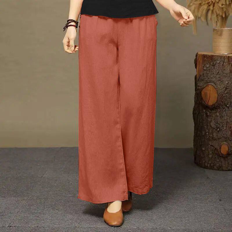 棉麻阔腿裤女2026夏季新款宽松大码女裤垂感高腰休闲直筒长裤子女