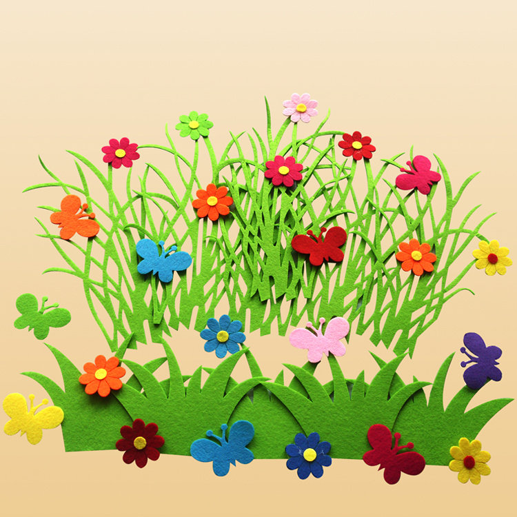 Primary school Kindergarten class Classroom Collage Cultural Wall Solid Wall Sticker Small Grass Black Board Newspaper Placement of Ring Creation Supplies-Taobao