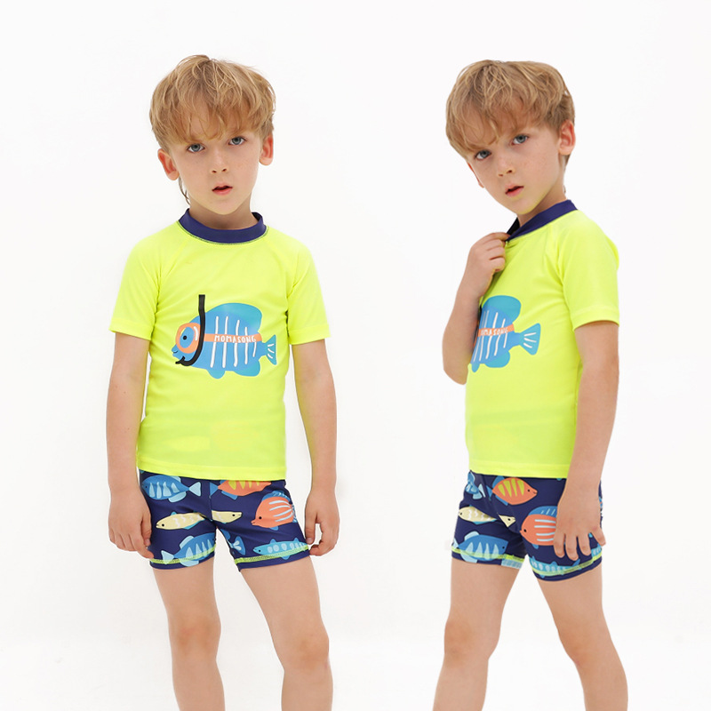 Boys two-piece swimsuit sunscreen quick-drying new British diving fish child baby children's swimsuit two-piece swimming trunks tide