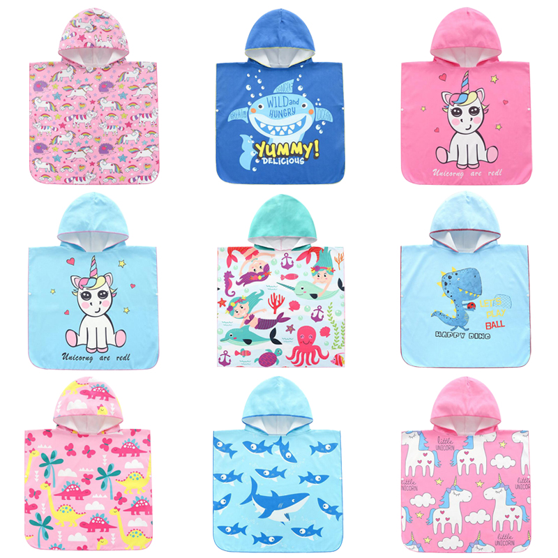 Children bathrobe girls beach swimming Korean fashion South Korean fashion travel toddler changing cloak boy speed dry even hat bath towels