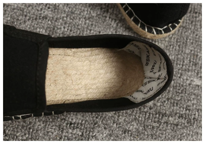 Mùa hè giày vải mới nam thêu hoa văn đen gai phẳng giày thông thường học sinh thấp để giúp giày nam