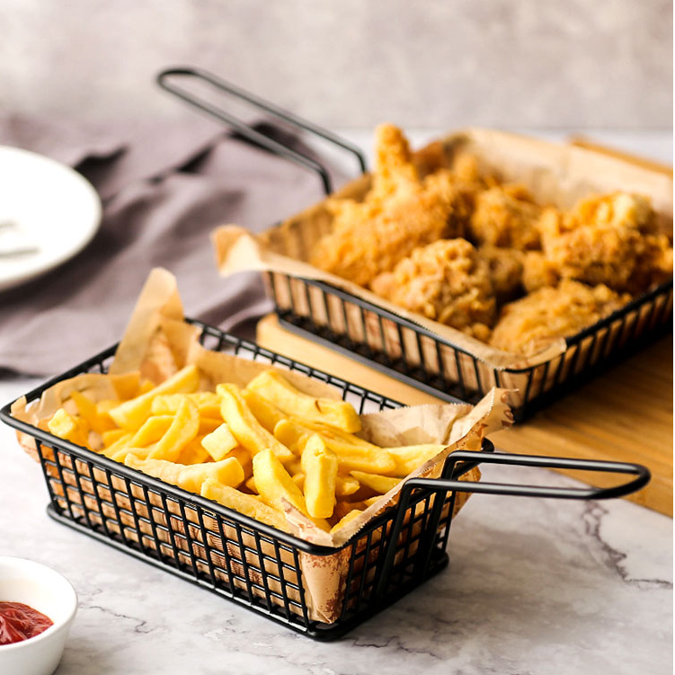 American Creative Black French Fries Basket Snack Basket French Fries Plate Fried Chicken Basket Bread Basket Skewer Basket Food Container Basket