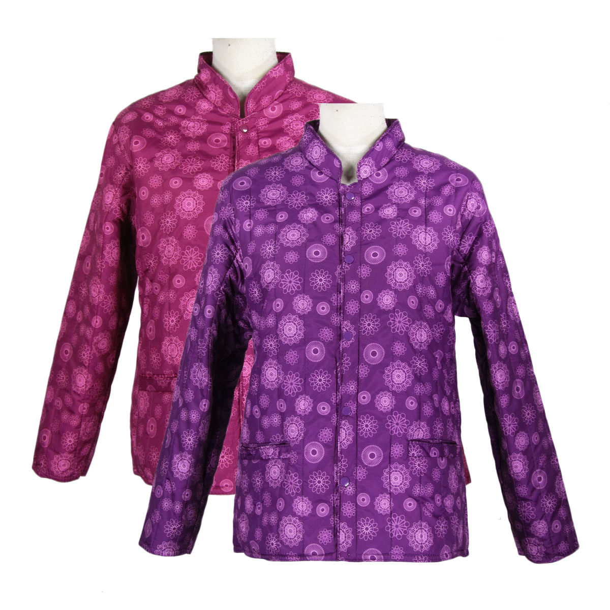 Clearance small cotton-padded clothes women's wear middle-aged and elderly cotton jackets stand collar autumn and winter women's light cotton clothes purple red color