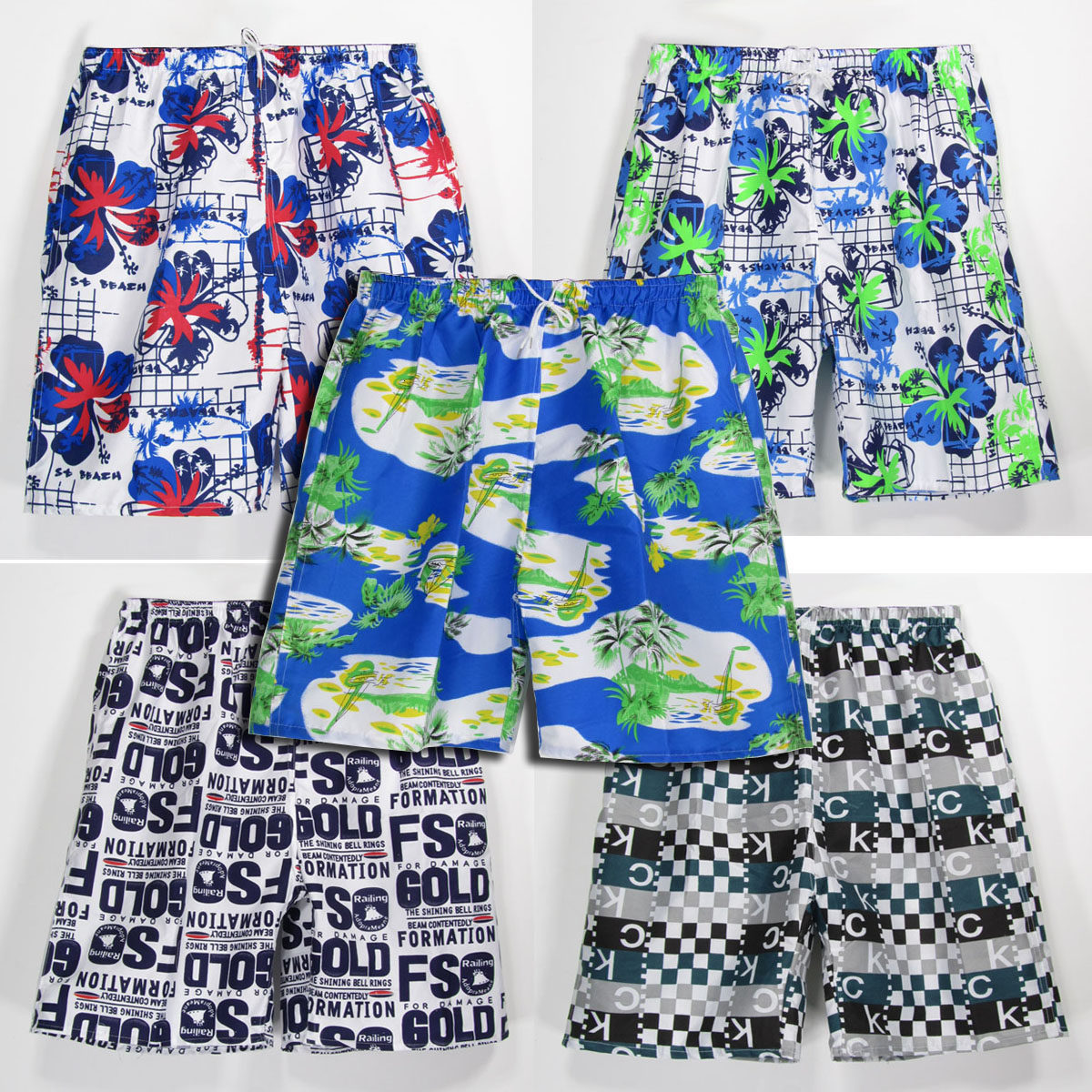 Clearance at a loss dad beach color shorts men's tide thin section big pants summer sports quick-drying five-point pants