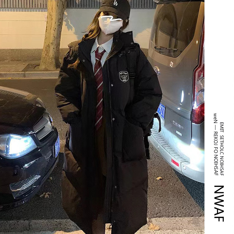 Long-style down cotton clothing Women's winter jacket 2023 new medium length Thickened Cotton Padded Padded Jacket Loose Bread-Taobao