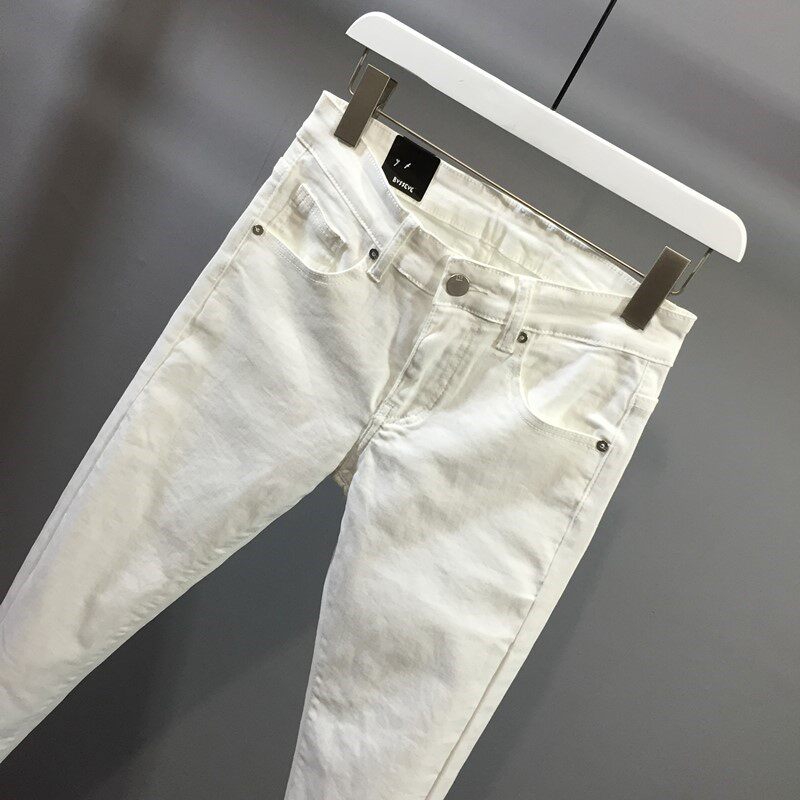товар из китая 男士修身弹力白边牛仔裤2025春夏时尚全新高端容易匹配小脚九分裤