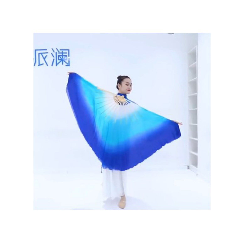 Dance Life River Silk Dance Fan Chinese Classical Dance Bao Blue Lake Blue and White Gradual Color Prolonged Dance Yang