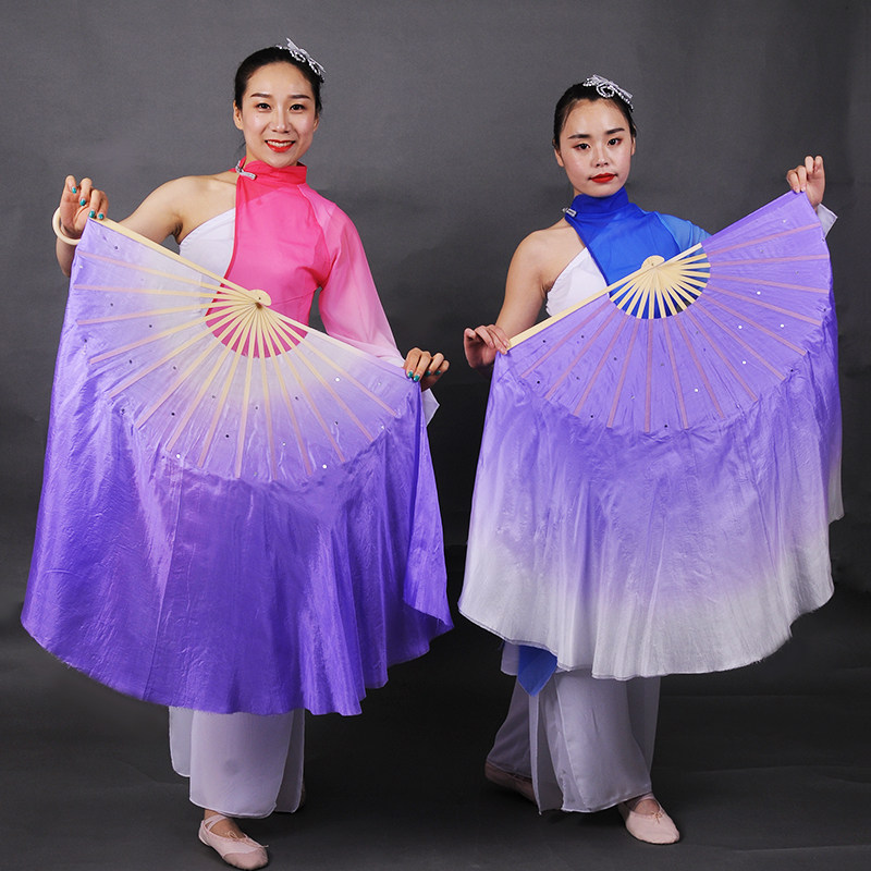 Silk fan fan dance fan double silk fan dance square twist and song fan purple classical