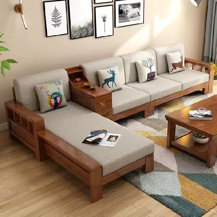 Sofa vải phòng khách trường kỷ căn hộ nhỏ kinh tế 2020 khu vực họp mới đơn giản và hiện đại khung gỗ chắc chắn - Kính