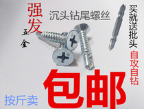 Galvanized cross countersunk head self-tapping screw flat head drill tail screw dovetail wire M4 2 M4 8