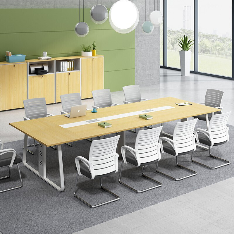 Xiamen office furniture simple modern conference table long table steel frame staff training negotiation staff desk combination
