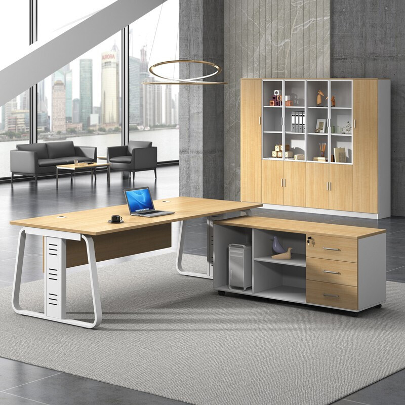 Xiamen office furniture boss table simple modern manager desk steel frame financial computer table large