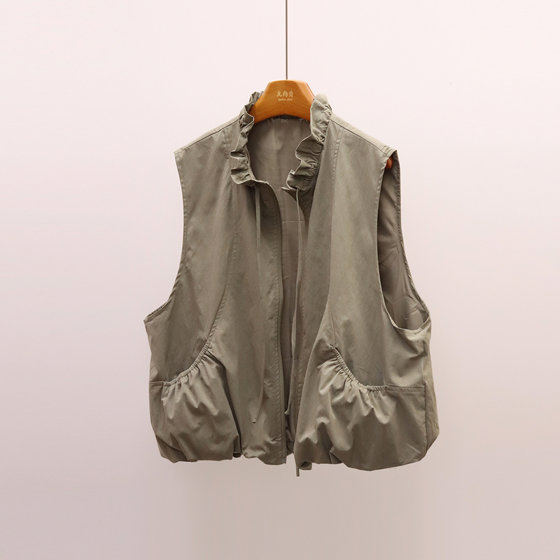 Stand Collar Workwear Sleeveless Vest for Women, Autumn 2026, Korean Style, Petite, Short, Loose, Casual, Floral Vest Jacket Stand Collar Workwear Sleeveless Vest for Women, Autumn 2026, Korean Style, Petite, Short, Loose, Casual, Floral Vest Jacket