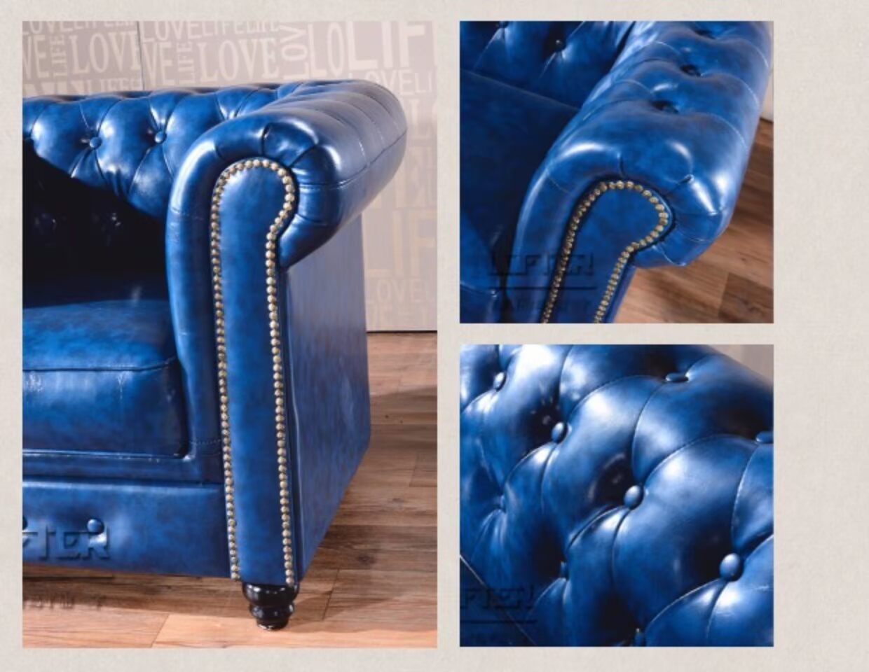 Nước Mỹ da căn hộ nhỏ sofa KTV cafe bar retro da nghệ thuật khóa sofa phòng khách kết hợp - Ghế sô pha đi văng