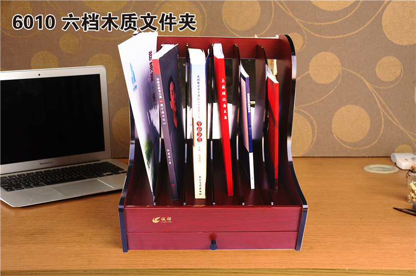Chengxiang Wooden Sixg Magazine Shelf Wood Baking Varnish 6 Groups Of Desktop Archive Shelf Document Bar Frame Print