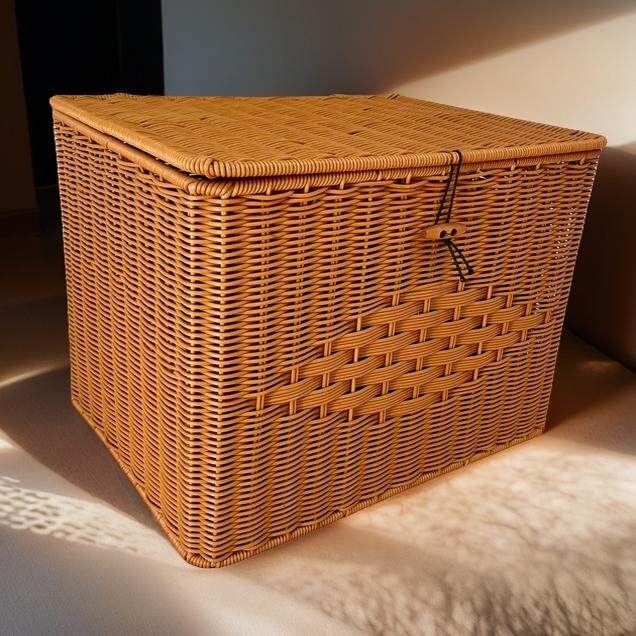 リビングルームや家庭での使用に適した、手作りの模造籐編み収納バスケット。衣類、お菓子、おもちゃ、本などを整理できる大容量バスケットです。