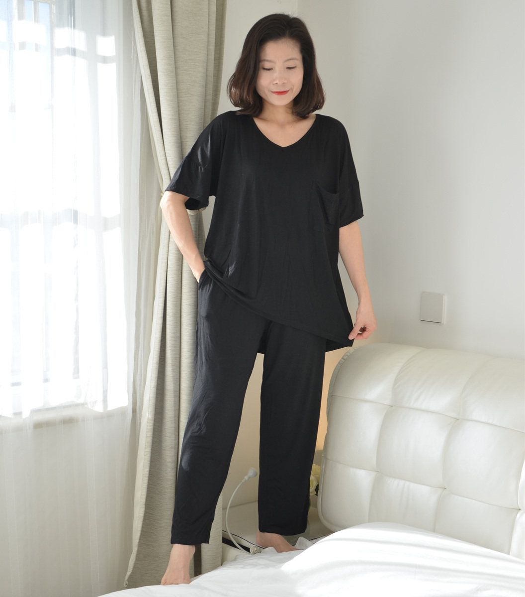 200 catties plus fertilizer plus size modal short-sleeved trousers pajamas women's summer thin section fat MM loose home clothes