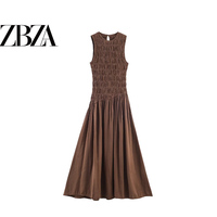 ZR European and American style foreign trade ZA women's clothing fashionable temperament slim fluffy midi sleeveless dress 3152360