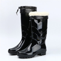 Rain boots autumn and winter plus velvet mens middle tube warm rain shoes plus cotton detachable water boots rain boots non-slip high rubber shoes