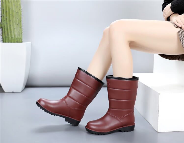 Giày thời trang mùa đông ống đi mưa nam cộng với nhung cộng với cotton ấm áp không thấm nước giày chống mưa giày cao su giày đi mưa