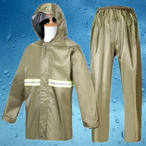 Fine Rider Solo Riding Split Raincoat Army Yellow Thick Canvas Motorcycle Raincoat Electric Car Raincoat Rain Pants Suit