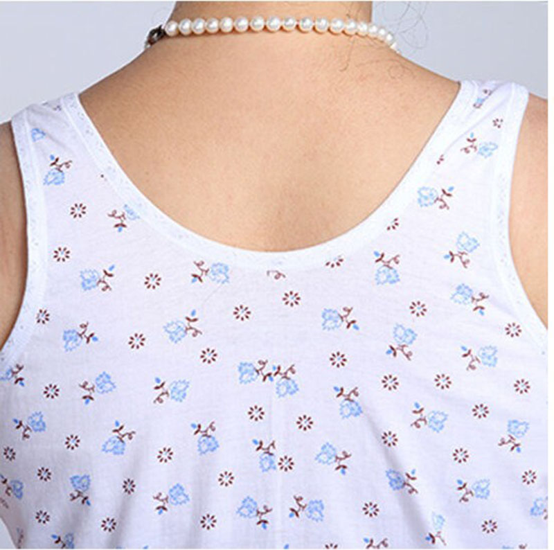 Mùa hè cotton bà già vest đồ lót nữ cởi quần áo trung niên thực vật hoa tay áo lỏng lẻo mẹ đan - Áo vest áo ngực không gọng