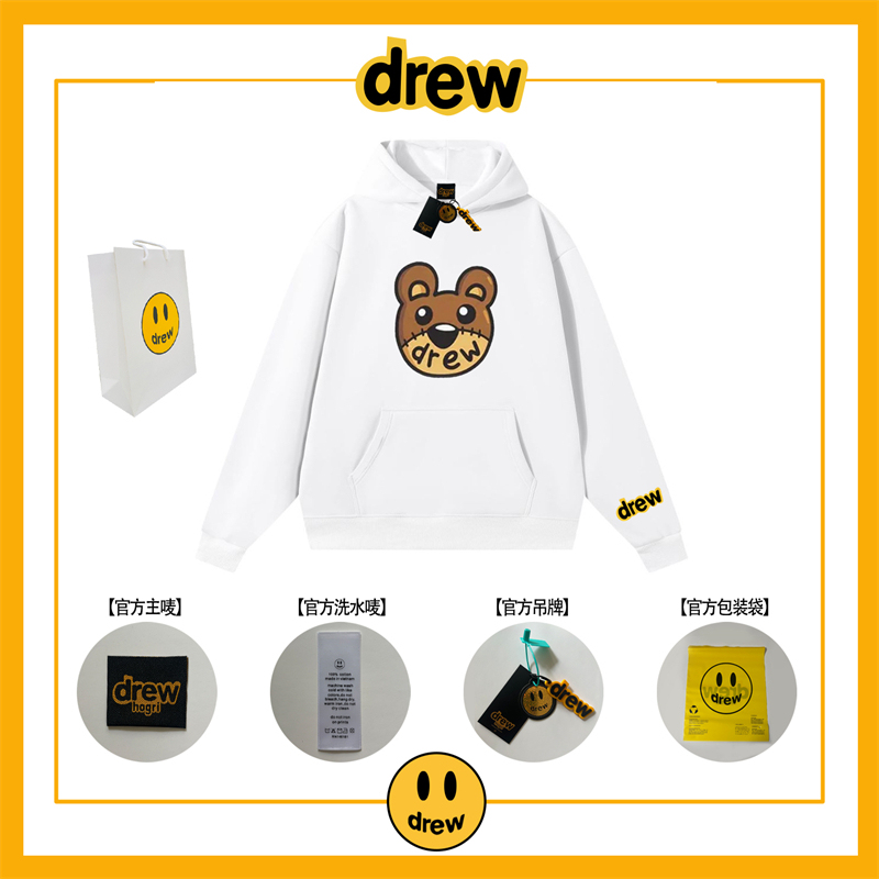 Drew Hooded Sweatshirt Pure Cotton Loose Trendy Brand Justin Bieber Couple Hoodie Men and Women Autumn and Winter Velvet Jacket