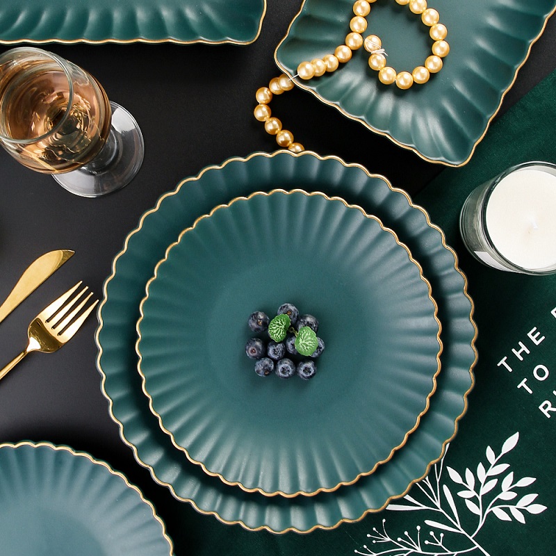 Nordic Phnom Penh Plate Dishes Home Saucer Nets Red Personality Creative Ceramic Western Dining Tray Suit Combined Cutlery