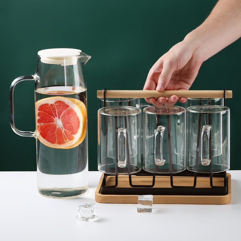 Glass kettle cool kettle household cold kettle cool cup large capacity resistant high temperature and cold white teapot set