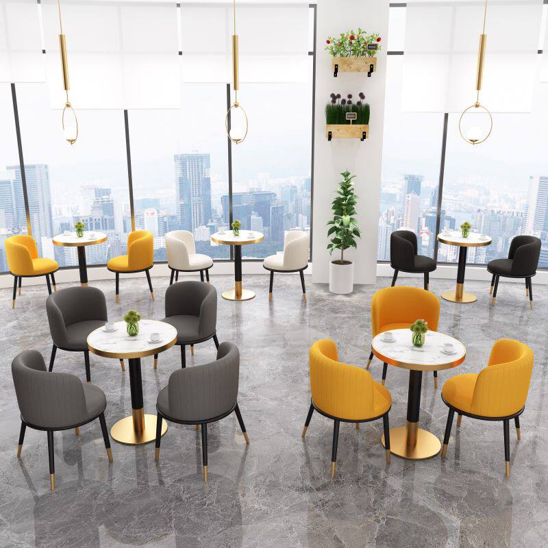 Nordic reception negotiation table and chair combination sample house display center negotiation table simple balcony leisure light luxury marble small round table