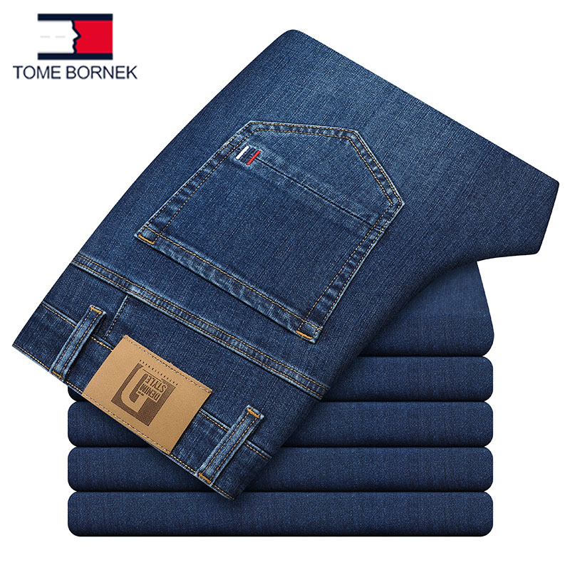Tommy Hilfiger 2026 Spring and Autumn Men's Jeans Loose Straight Casual Pants Mid-High Waist Stretch Long Pants