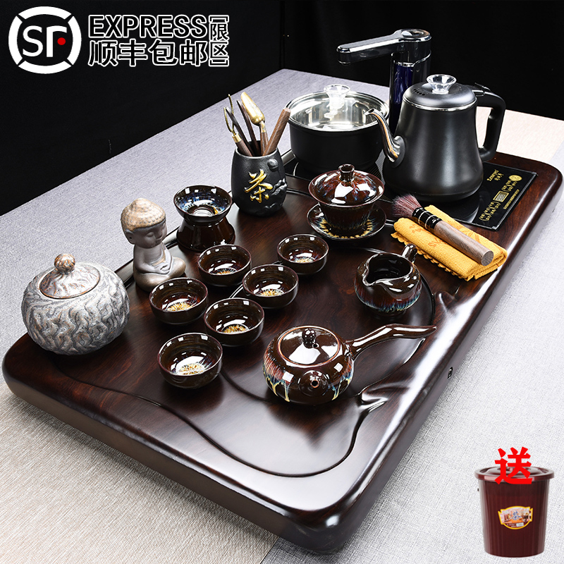 Tea set set ebony wood tea tray table full set of kung fu tea cup full automatic living room household