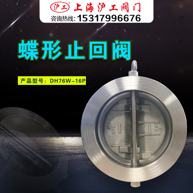 Shanghai Hugong valve DH76W-16P stainless steel 304 butterfly check valve DN50 65 80 100