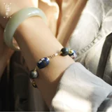 Медная эмаль из жемчуга, ретро браслет, с драгоценным камнем, французский стиль