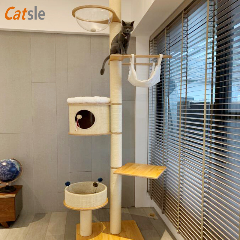 Catsle Cat Climbing by Tianzhu Solid Wood Cat Jumping Bench Large Kitty Cat Cowl Summer Villa Cat Tree Integrated Castle