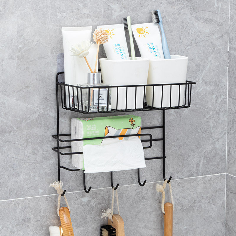 Toilet paper towel rack toilet rack creative home wall hanging free punching wall paper roll bathroom storage