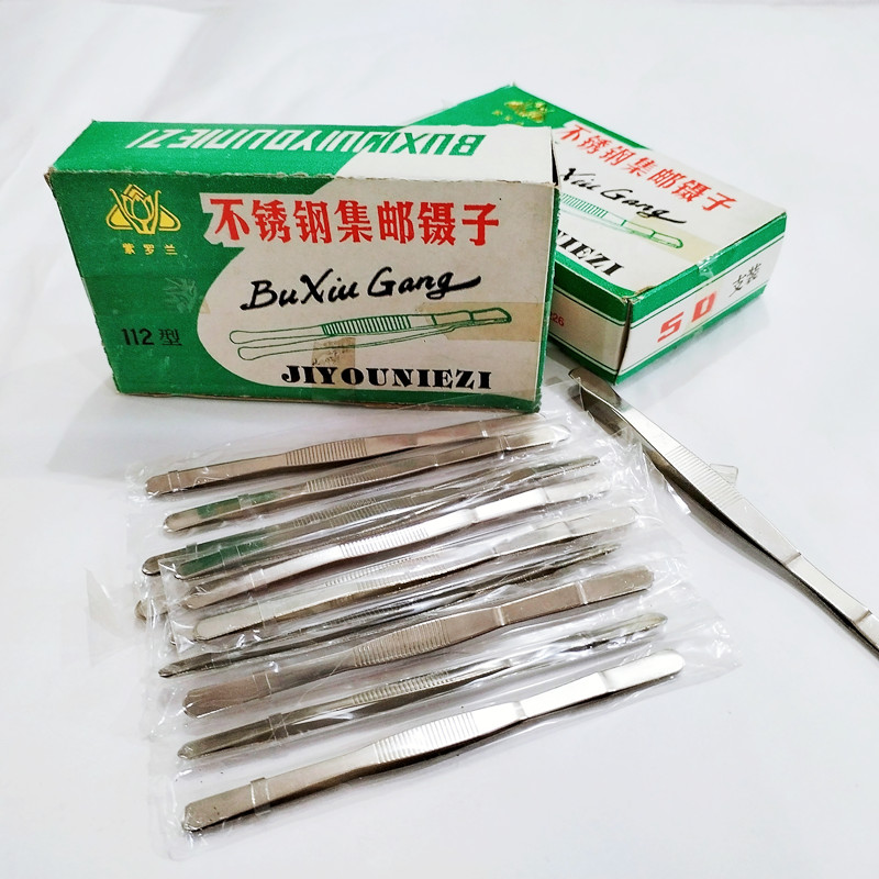 Violet Stainless Steel Flat Head Tweezers Ultra Low Experience Price Philately Coin Special Banknote Stamps Collection Small Tools