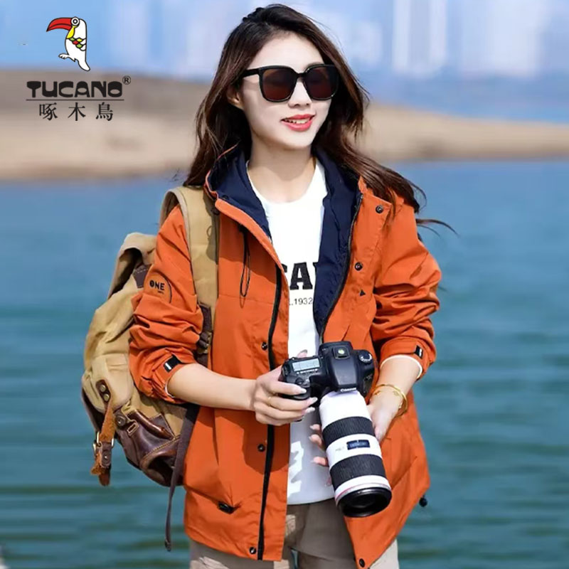 ウッドペッカー 春秋ジャケット レディース 2025年新作 人気 アウトドアジャケット ゆったり 大きいサイズ フード付き 小さいジャケット